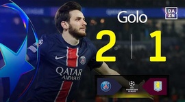 Liga Campeões: PSG vs Aston Villa, Golo 2-1 Kvaratskhelia (2024-2025)
