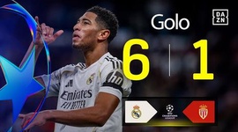 Liga Campeões: Real Madrid vs Monaco, Golo 6-1 Bellingham (2025-2026)