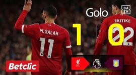 Premier League: Liverpool vs Aston Villa, Golo 1-0 Salah (2025-2026)