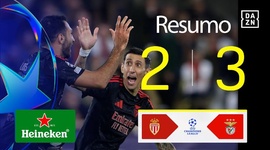 Liga Campeões: Monaco 2 - 3 Benfica (2024-2025)