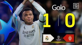 Liga Campeões: Real Madrid vs Monaco, Golo 1-0 Mbappé (2025-2026)