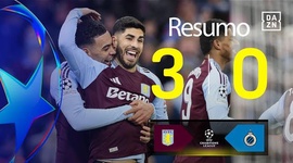 Liga Campeões: Aston Villa 3 - 0 Club Brugge (2024-2025)
