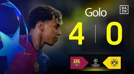Liga Campeões: Barcelona vs Dortmund, Golo 4-0 Yamal (2024-2025)