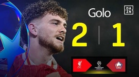 Liga Campeões: Liverpool vs Lille, Golo 2-1 Elliot (2024-2025)