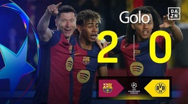 Liga Campeões: Barcelona vs Dortmund, Golo 2-0 Lewandowski (2024-2025)