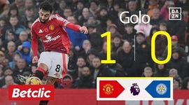 Premier League: Man Utd vs Leicester, Golo 1-0 Bruno Fernandes (2024-2025)
