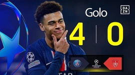 Liga Campeões: PSG vs Stade Brest, Golo 4-0 Doué (2024-2025)