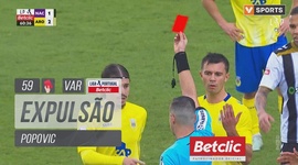 Liga Portugal Betclic: Nacional vs Arouca, Expulsão Popovic (VAR), 59' (2024-2025)