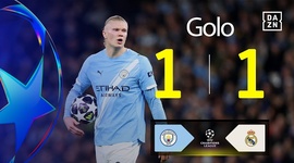 Liga Campeões: Man City vs Real Madrid, Golo 1-1 Haaland (2025-2026)