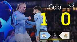 Liga Campeões: Man City vs Real Madrid, Golo 1-0 Haaland (2024-2025)