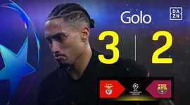 Liga Campeões: Benfica vs Barcelona, Golo 3-2 Raphinha (2024-2025)