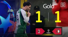 Liga Campeões: Milan vs Feyenoord, Golo 1-1 Carranza (2024-2025)