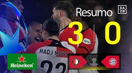 Liga Campeões: Feyenoord 3 - 0 Bayern München (2024-2025)